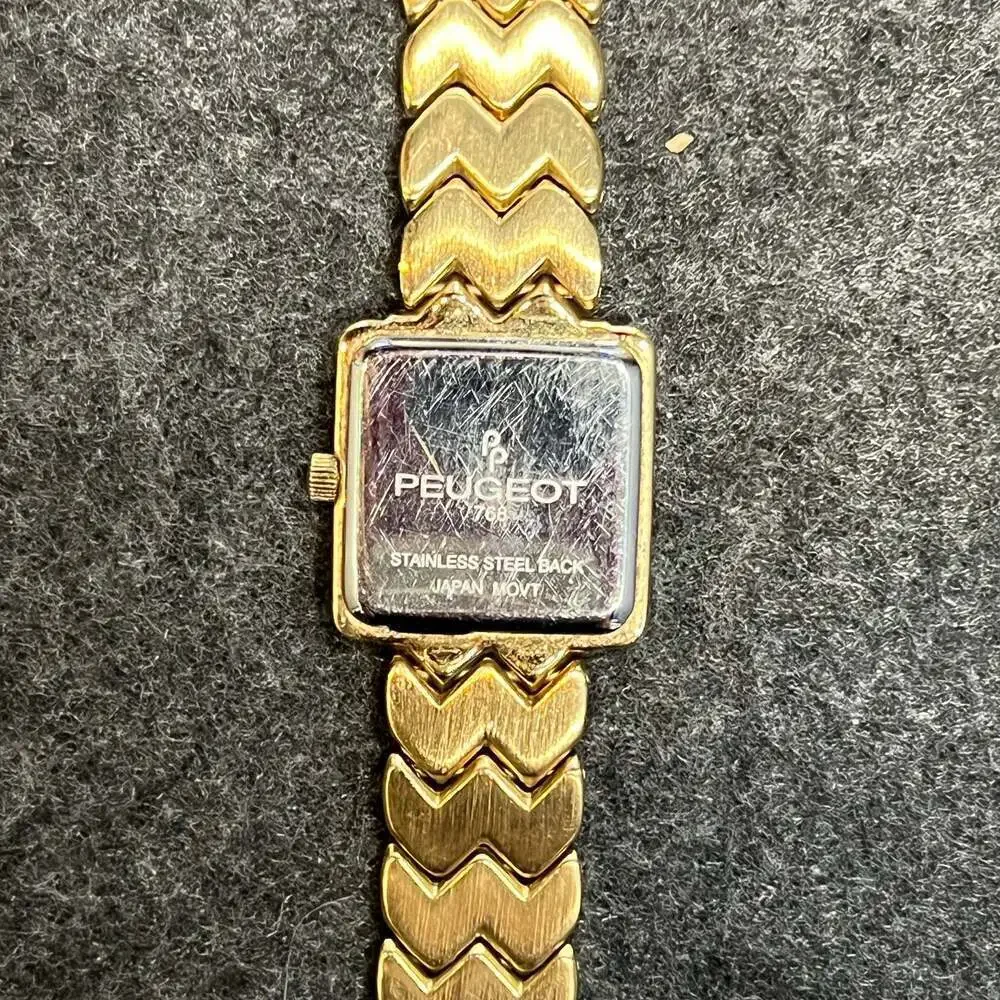 Peugeot Watch with Swarovski Crystal Gold Tone Square Face